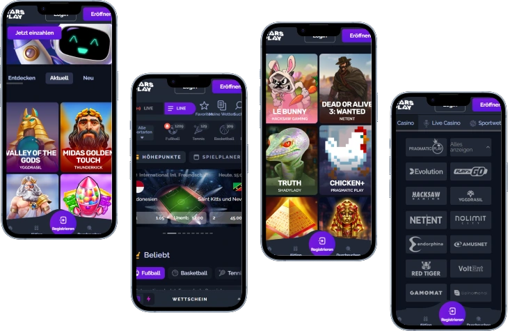 StarsPlay Casino mobile Ansicht auf Smartphone mit Slots und Sportwetten