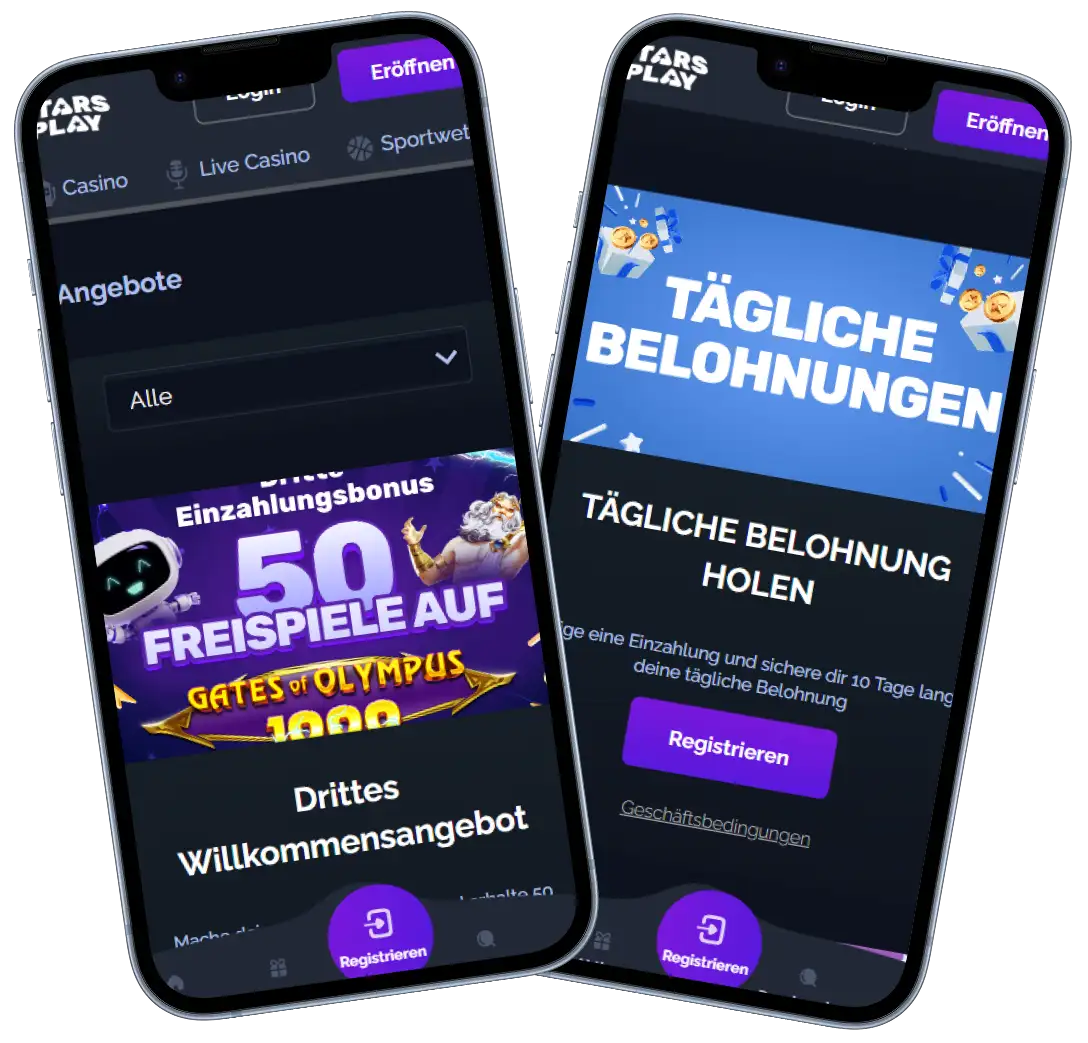StarsPlay Casino mobile Bonus Angebote mit Freispiele und tägliche Belohnungen