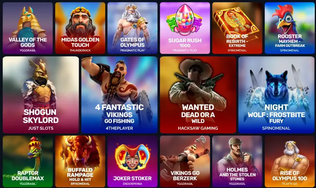 StarsPlay Casino Slot Spiele Lobby mit verschiedenen beliebten Spielautomaten